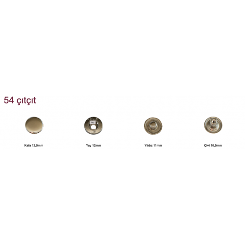 100 Takım 12,5 mm Kaban, Elbise Çıtçıt Paslanmaz